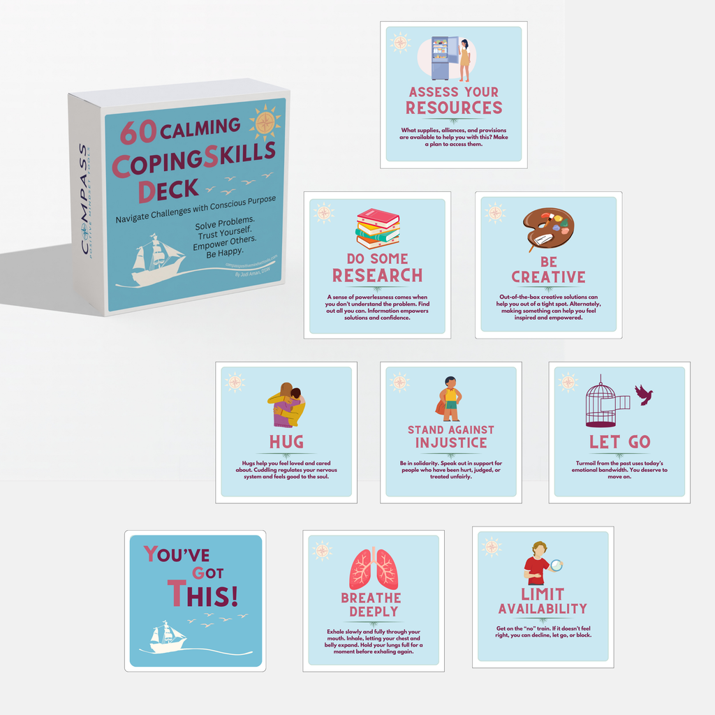 60 Calming Coping Skills Card Deck Therapeutic Tools for Anxiety, Anger, Depression