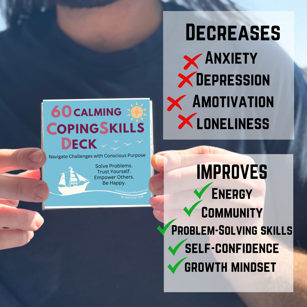 60 Calming Coping Skills Card Deck Therapeutic Tools for Anxiety, Anger, Depression
