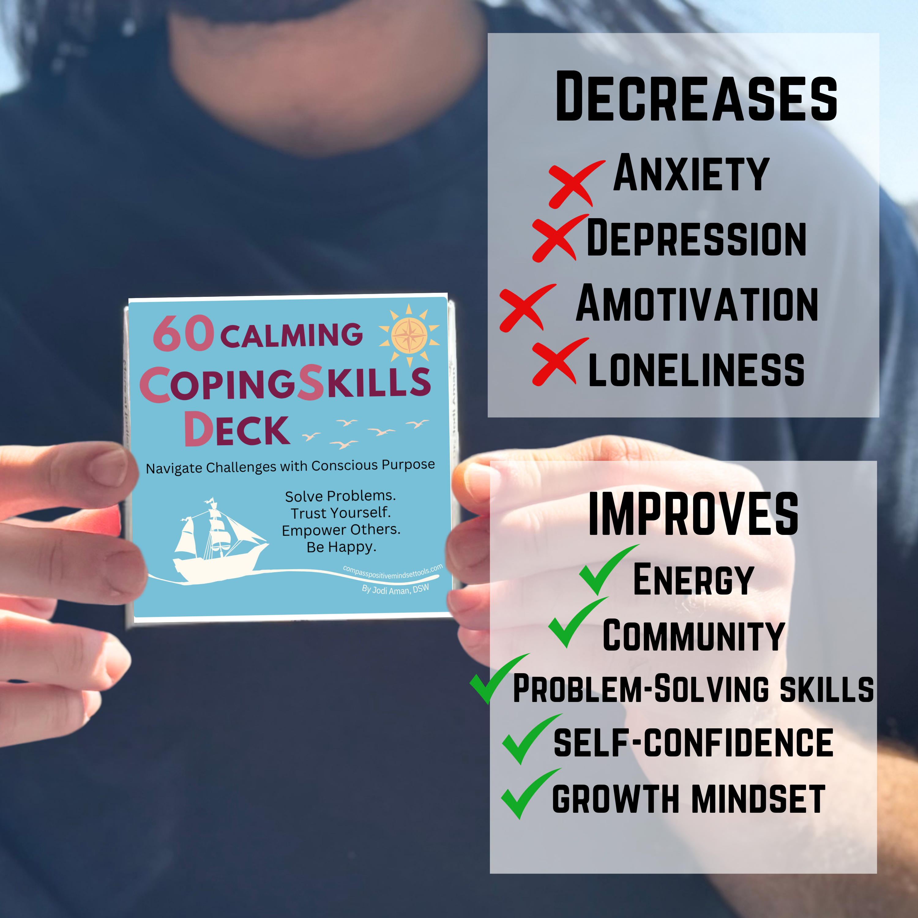 60 Calming Coping Skills Card Deck Therapeutic Tools for Anxiety, Anger, Depression