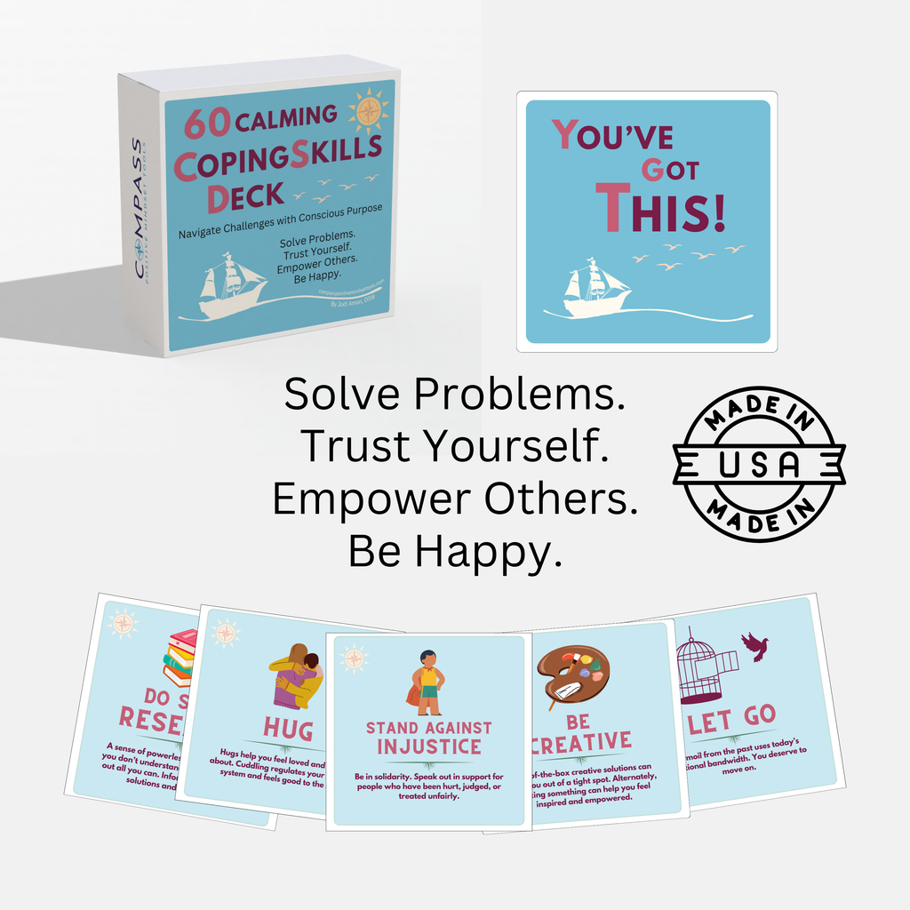 60 Calming Coping Skills Card Deck Therapeutic Tools for Anxiety, Anger, Depression